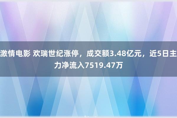 激情电影 欢瑞世纪涨停，成交额3.48亿元，近5日主力净流入7519.47万