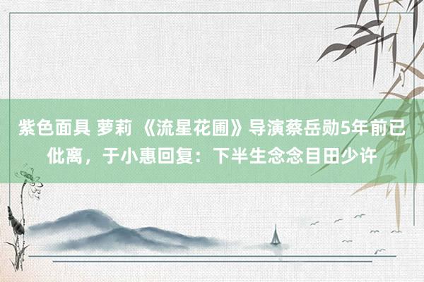紫色面具 萝莉 《流星花圃》导演蔡岳勋5年前已仳离，于小惠回复：下半生念念目田少许