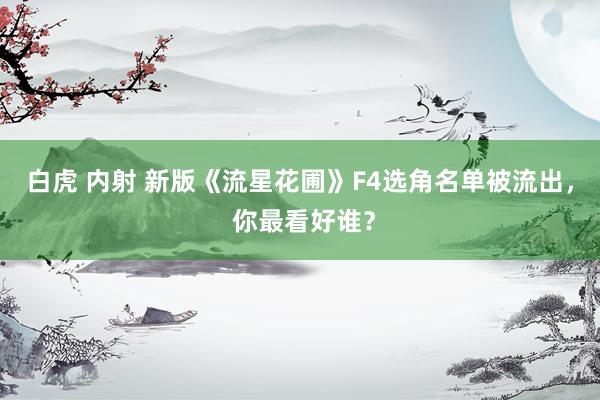 白虎 内射 新版《流星花圃》F4选角名单被流出， 你最看好谁？